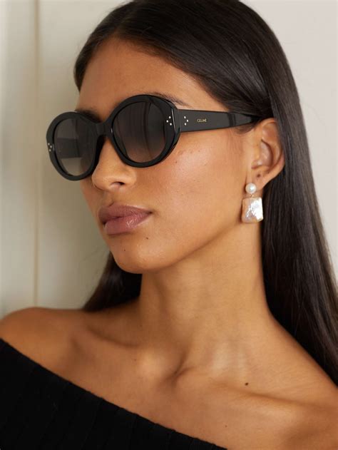 celine round-frame tortoiseshell acetate sunglasses|CELINE Eyewear .